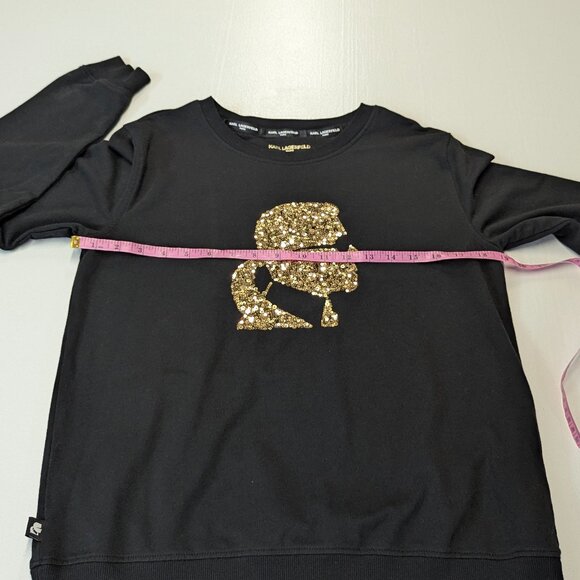 Karl Lagerfeld Paris Size Small Black Sweatshirt with Self Silhouette - Picture 9 of 15